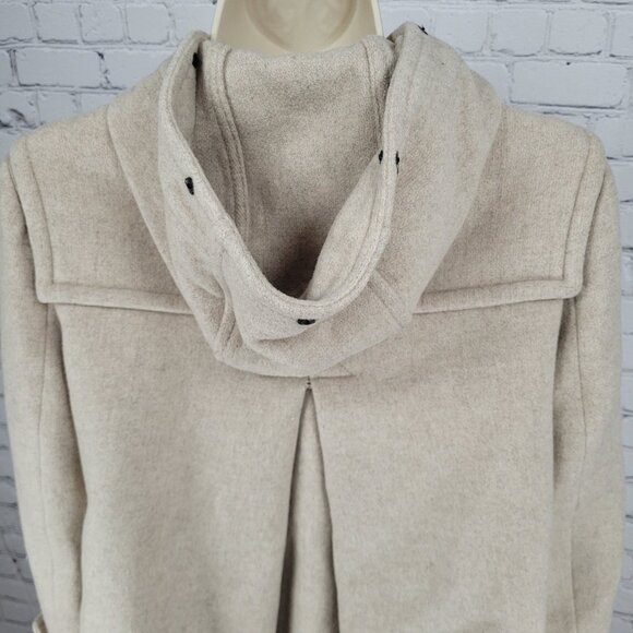 Zara Woman Tan Gold Buckle Full Zip Hooded Pockets Lined Jacket Size Small S - Picture 10 of 15